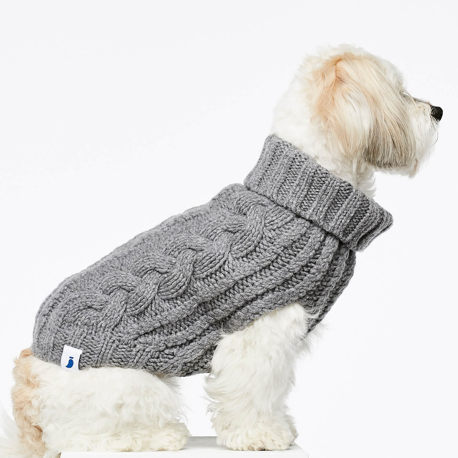 Grey cashmere \u0026 merino wool knitted dog 