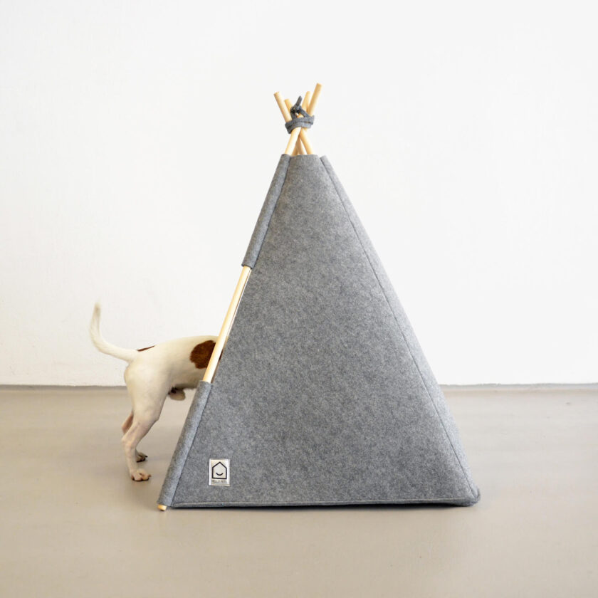 Grey felt teepee for dogs or cats 3