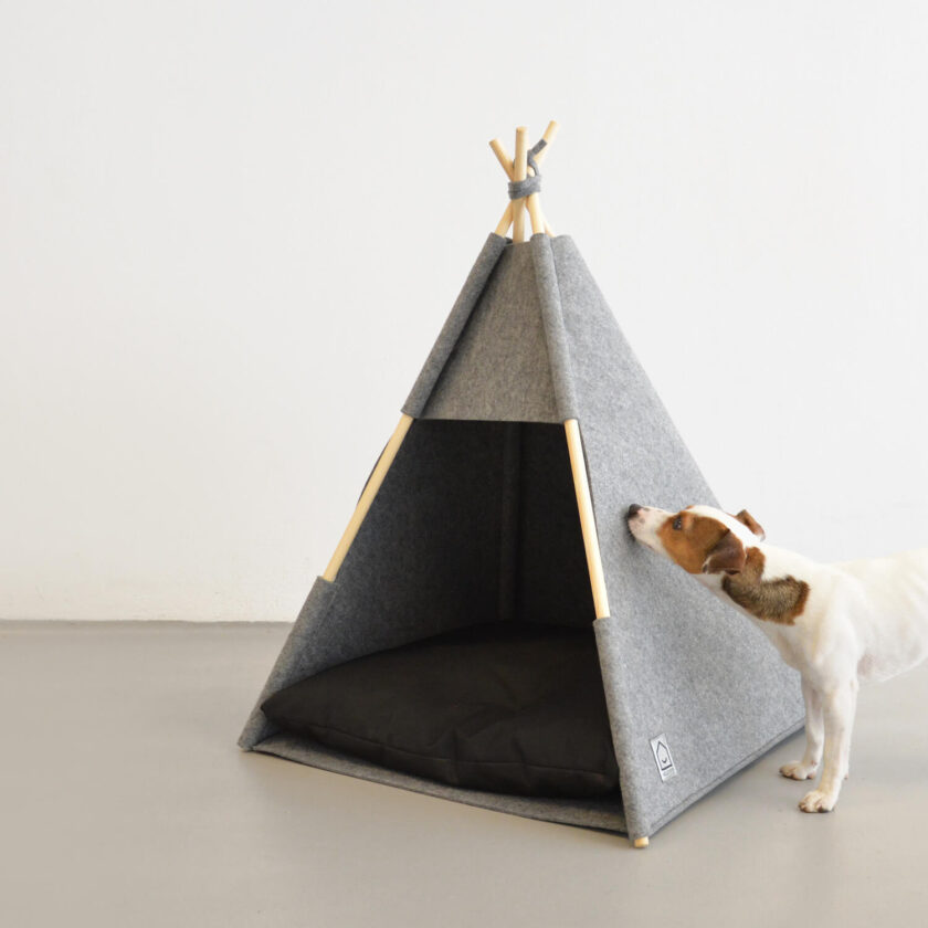 Grey felt teepee for dogs or cats 5