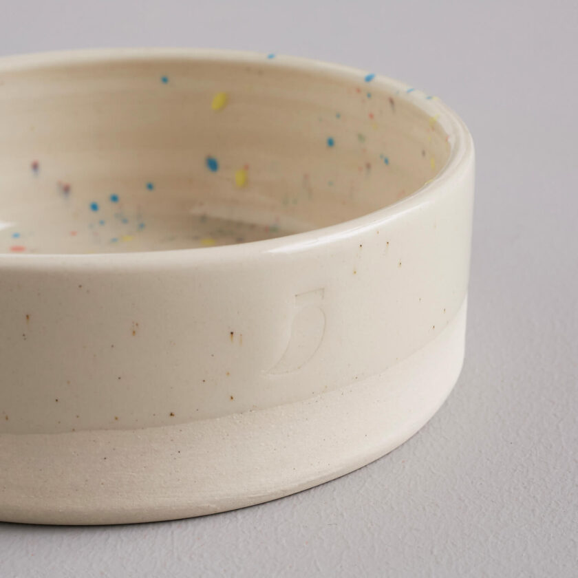 hand painted ceramic dog food bowl