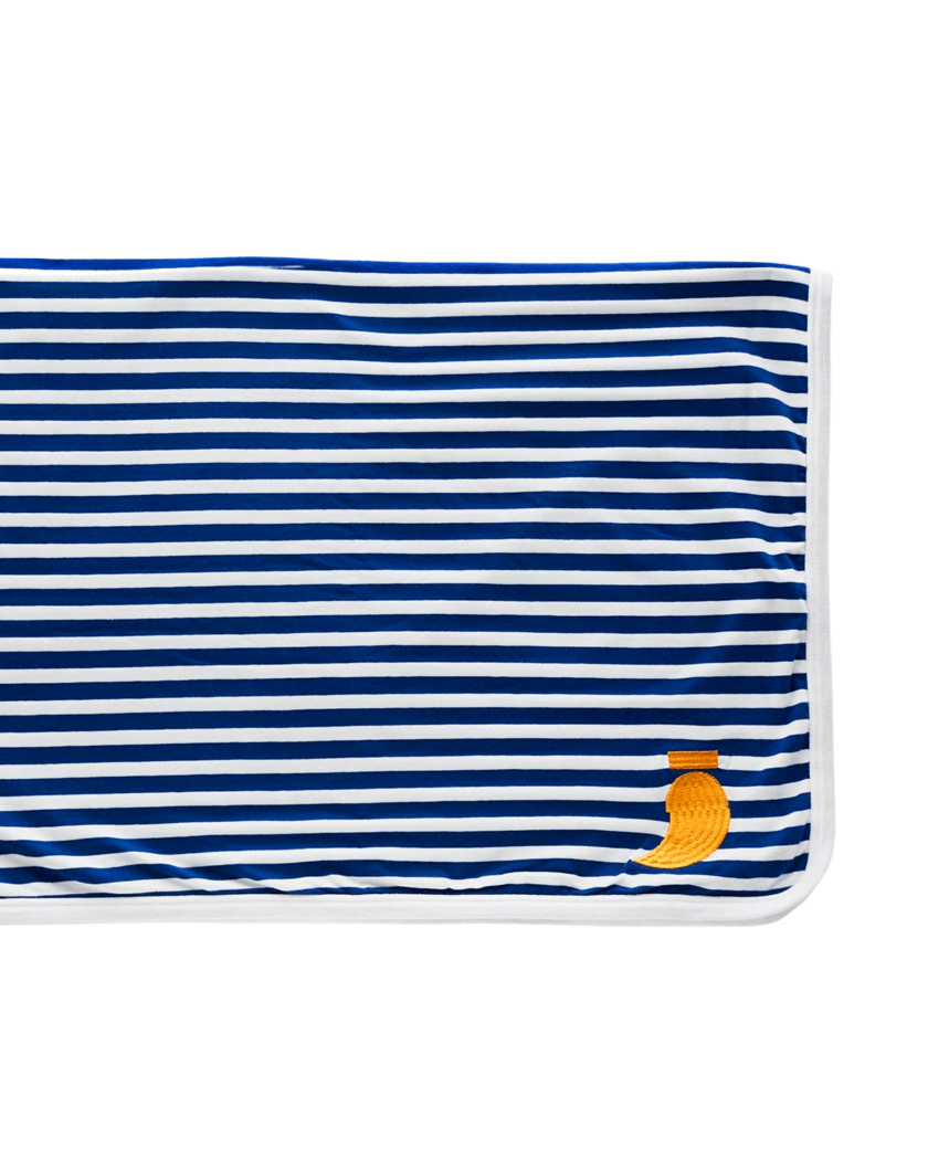 Summertime blue striped cotton blanket 1