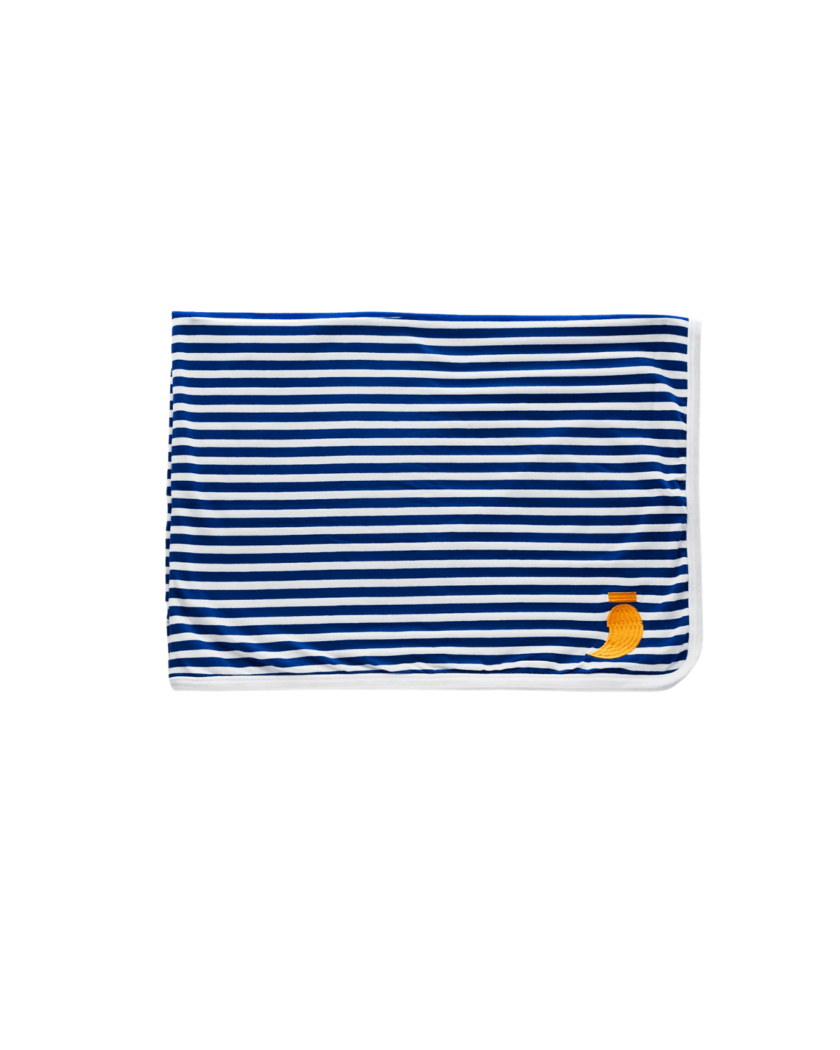 Summertime blue striped cotton blanket 2