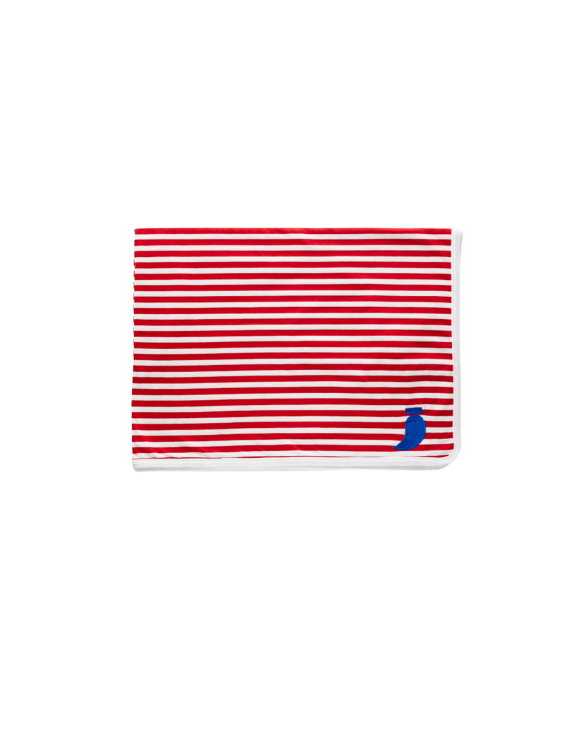 Summertime red striped cotton blanket 1