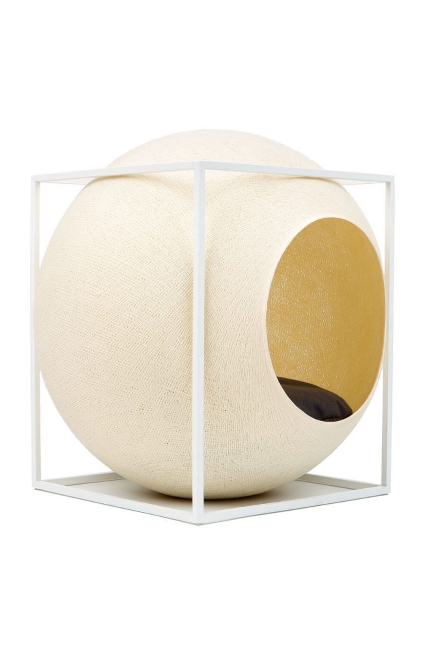 CUBE champagne woven cocoon cat house