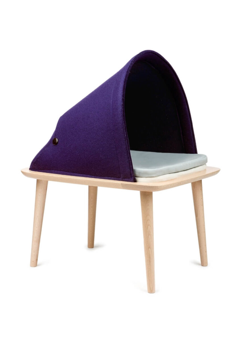 Elevated felt and wood dome cat bed 8