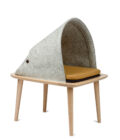 Elevated light grey felt dome cat bed 5